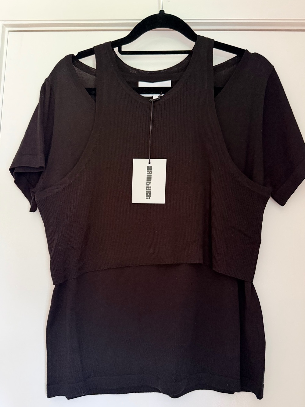 Saint Art Steph 2-Piece Convertible Merino Wool Layered Top Black Small NWT $295
